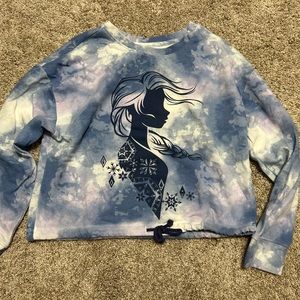 Disney Frozen II Elsa Cropped Sweatshirt Juniors Size Large